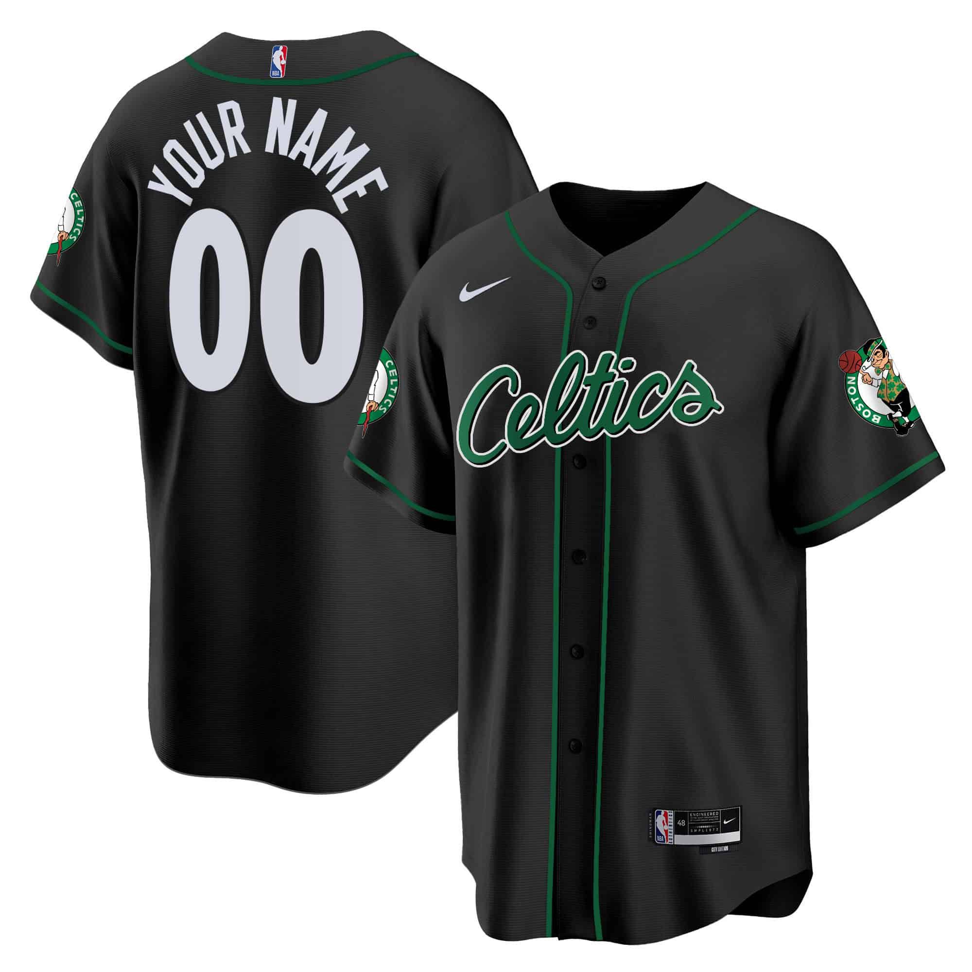Men Boston Celtics Black 2024 Nike Baseball Custom NBA Jersey style 3->customized nba jersey->Custom Jersey